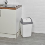 (30L White/Grey) 5/20/30/50L Kitchen Recycling Trash Bin with Rotating Lid